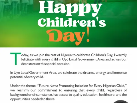 Children’s Day: Dr Uwemedimo Udo Pledges Quality Education, Healthcare for Every Uyo Child